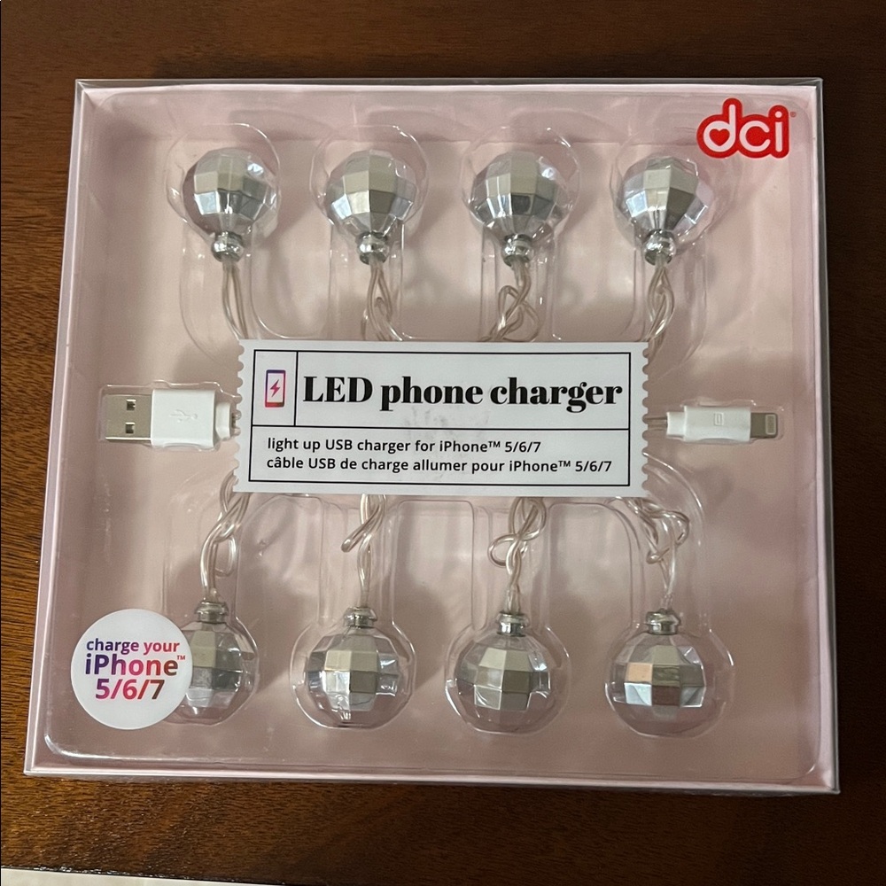 DC Silver Disco Ball LED Charger for iPhone 5/6/7